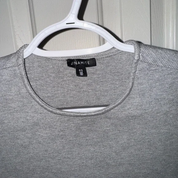 Dynamite Gray Ribbed Bodysuit - Picture 2 of 3